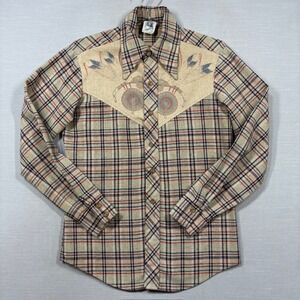 Vintage Kennington Western Shirt Men Small Native American Chief Tapestry READ